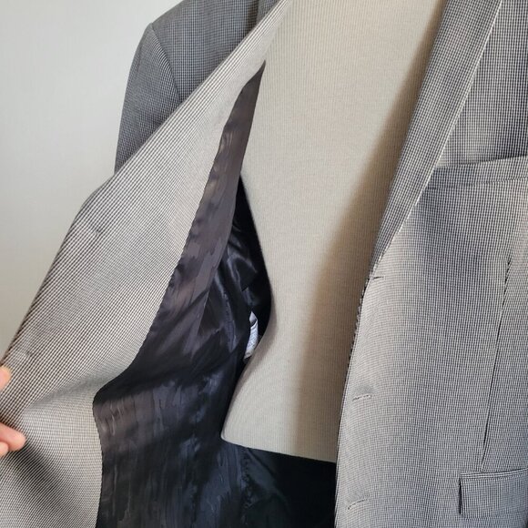 CLEARANCE - Zara Men’s Houndstooth Blazer Jacket Abstract Lining (Size: 38) - Picture 15 of 16